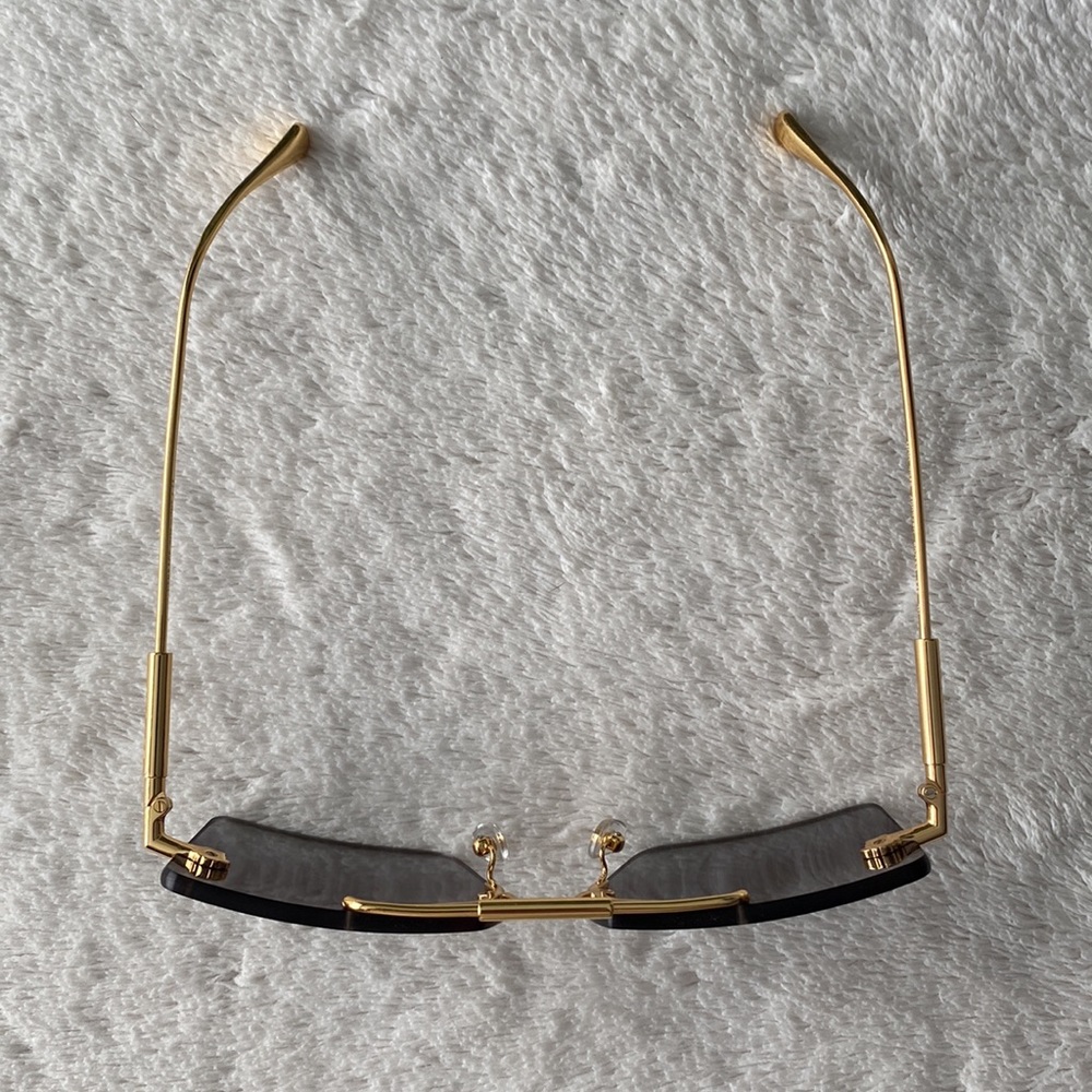 Versace Rectangular Rimless Sunglasses (Gold/Gray) - image 7